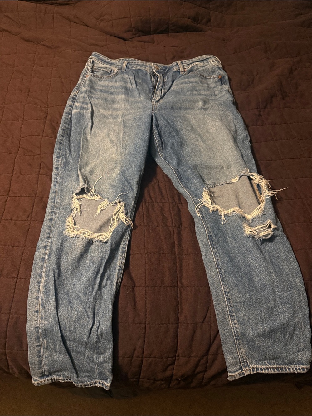 American Eagle Outfitters Light Blue Distressed Boyfriend Jeans